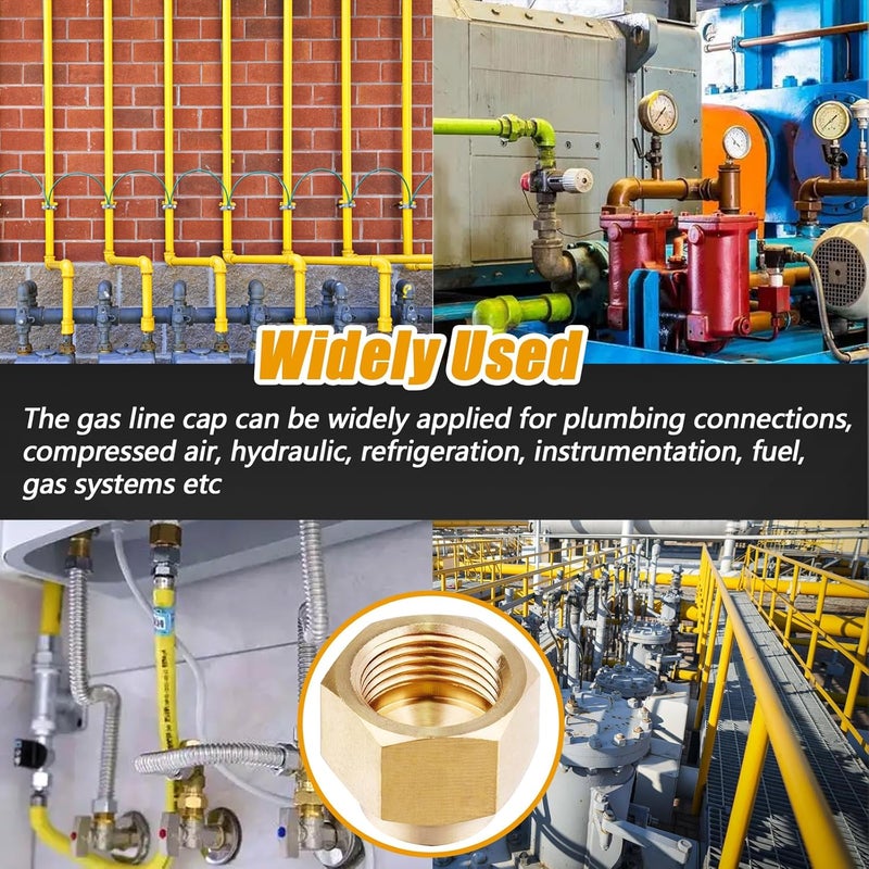 TOPGO 3 Pack Brass Flare Cap 1/2 Inch Tube OD Compression Stop Valve Caps 45 Degree Flare Tube Gas Line Cap Pipe Fittings - Image 5